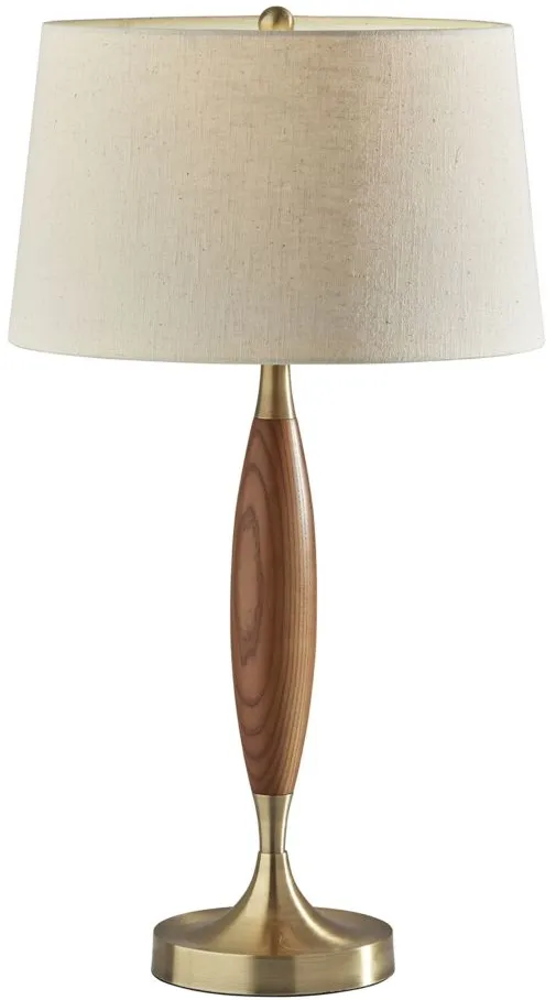 Pinn Table Lamp in Antique Brass w. Walnut Wood by Adesso Inc