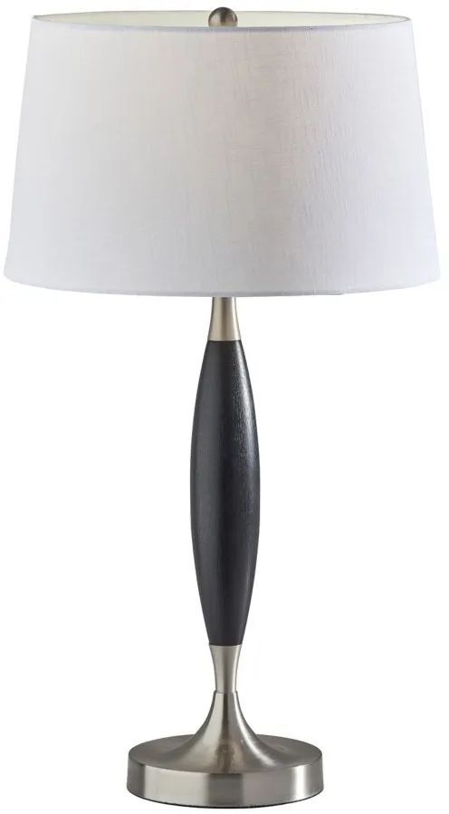 Pinn Table Lamp in Brushed Steel w. Black Wood by Adesso Inc