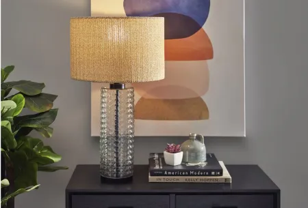 Delilah Glass Table Lamp in Black & Clear Textured Glass by Adesso Inc