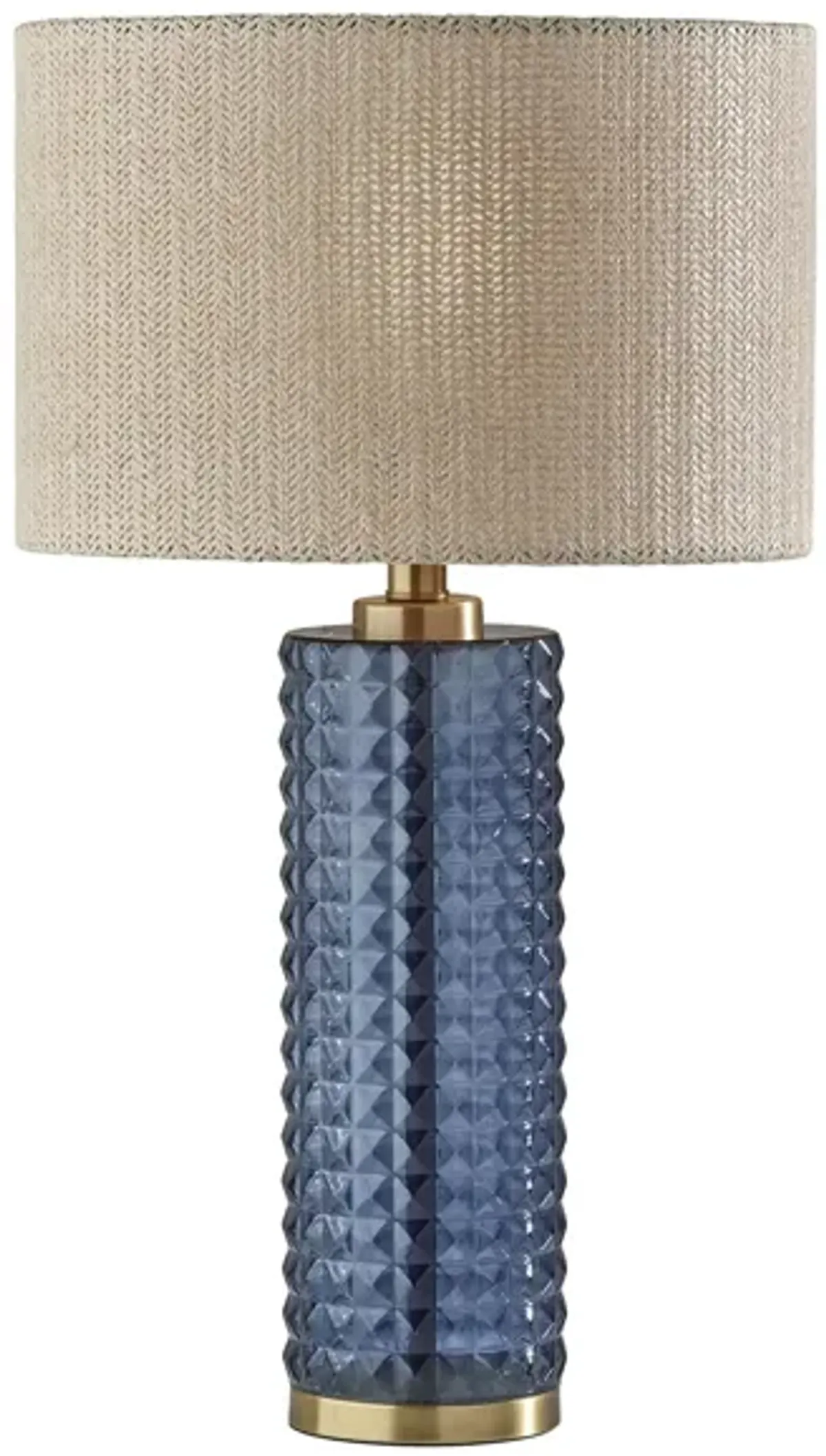 Delilah Glass Table Lamp in Antique Brass & Blue Textured Glass by Adesso Inc