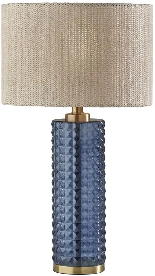 Delilah Glass Table Lamp in Antique Brass & Blue Textured Glass by Adesso Inc