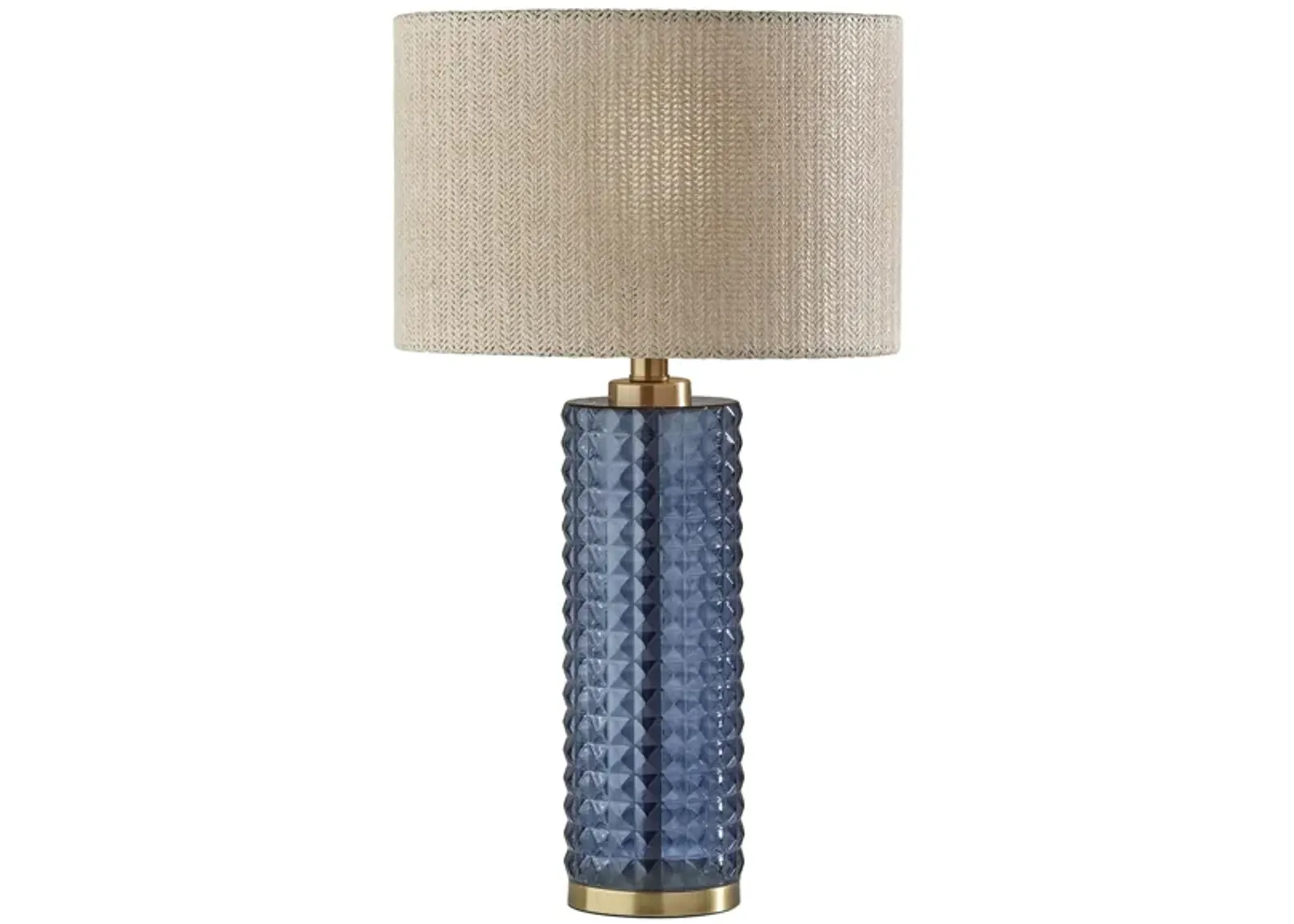 Delilah Glass Table Lamp in Antique Brass & Blue Textured Glass by Adesso Inc