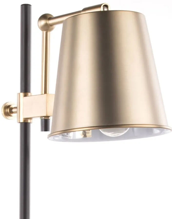 Metric Table Lamp in White, Black, Antique Brass by Lumisource