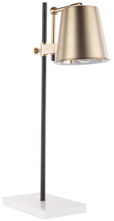 Metric Table Lamp in White, Black, Antique Brass by Lumisource