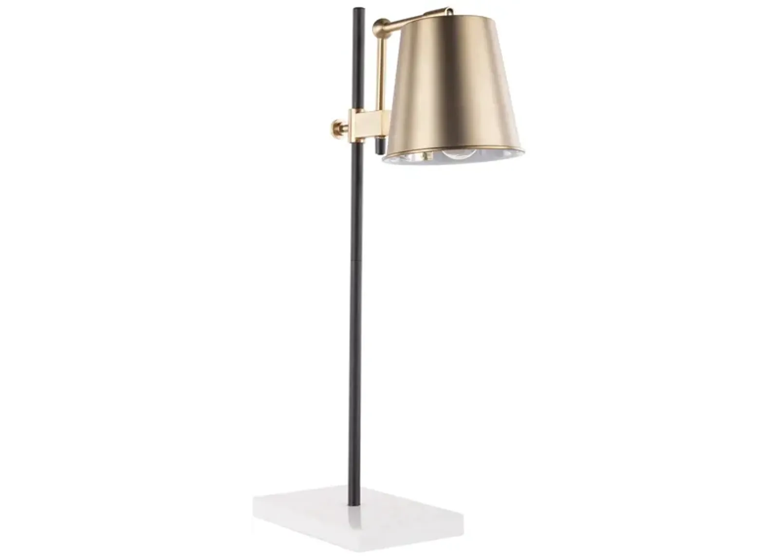 Metric Table Lamp in White, Black, Antique Brass by Lumisource