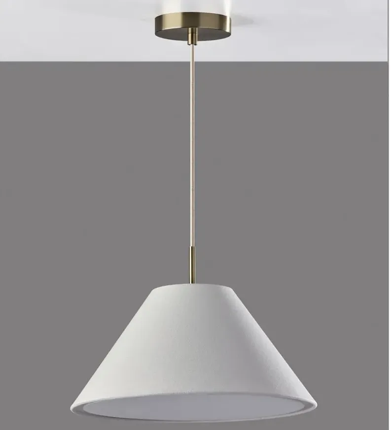 Hadley Pendant Light in White /Antique Brass by Adesso Inc