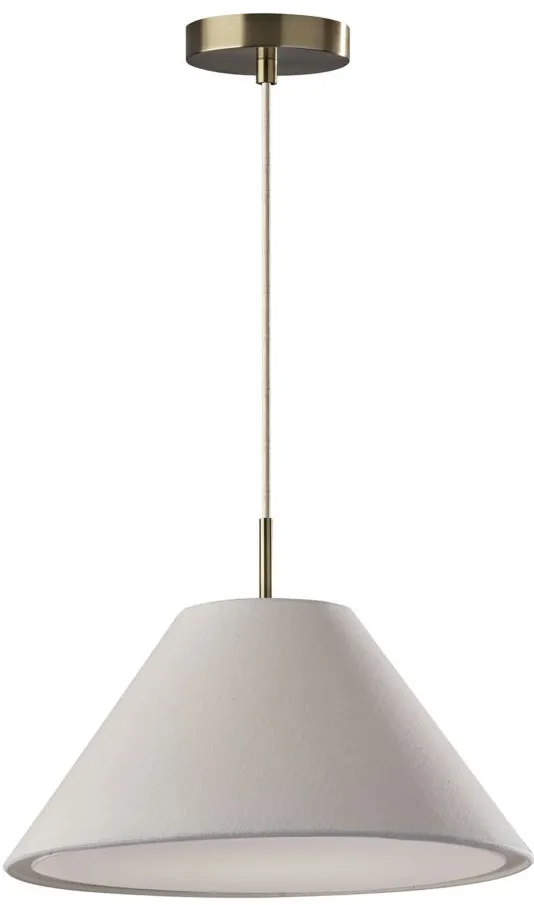 Hadley Pendant Light in White /Antique Brass by Adesso Inc
