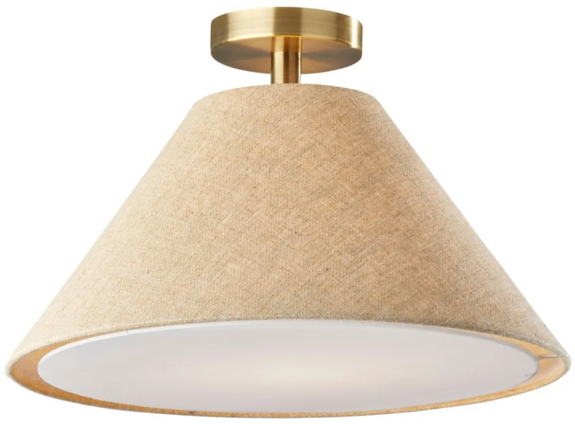 Hadley Flush Mount Light in Antique Brass/Light Brown by Adesso Inc