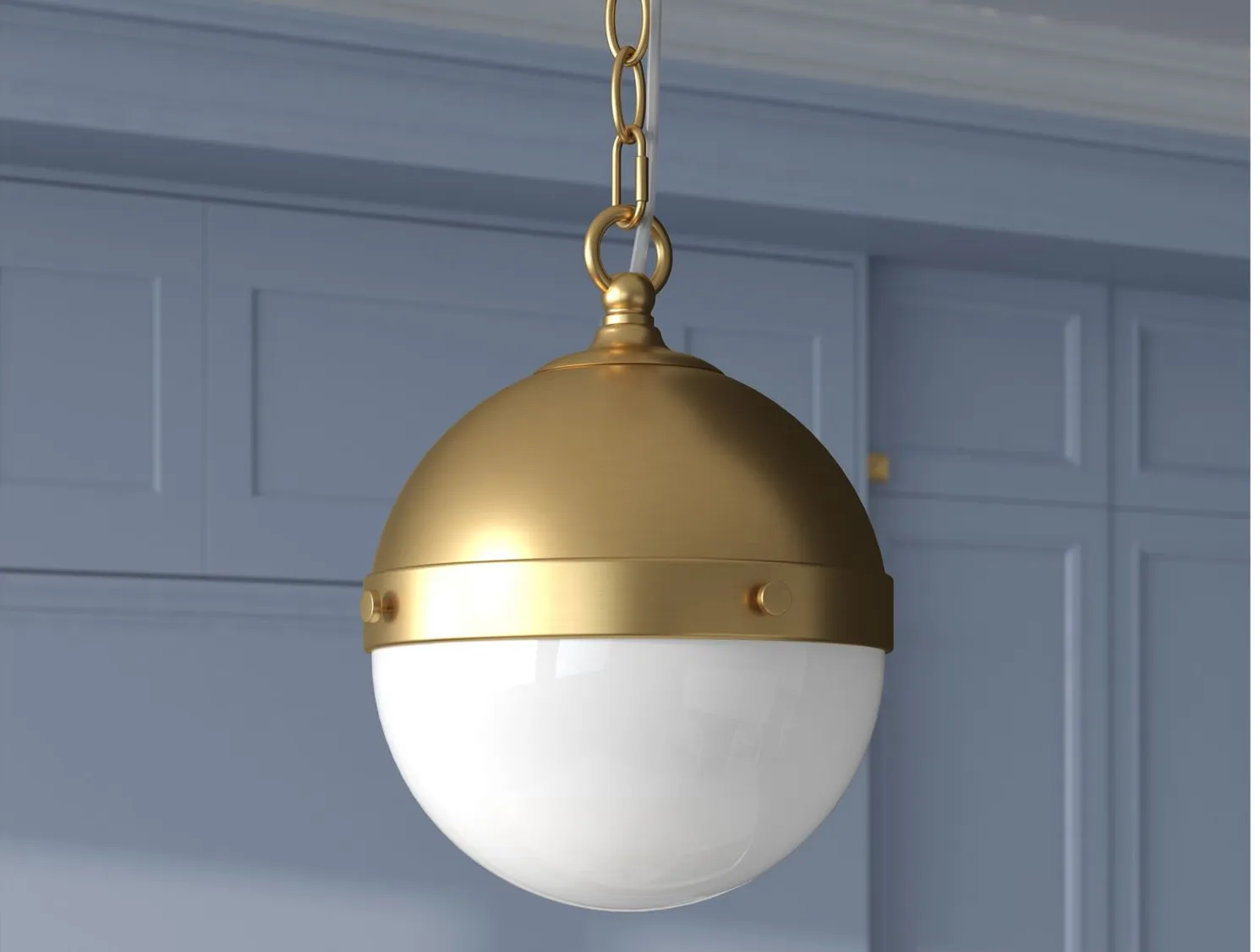 Aurora Pendant in Brass/White Milk by Hudson & Canal