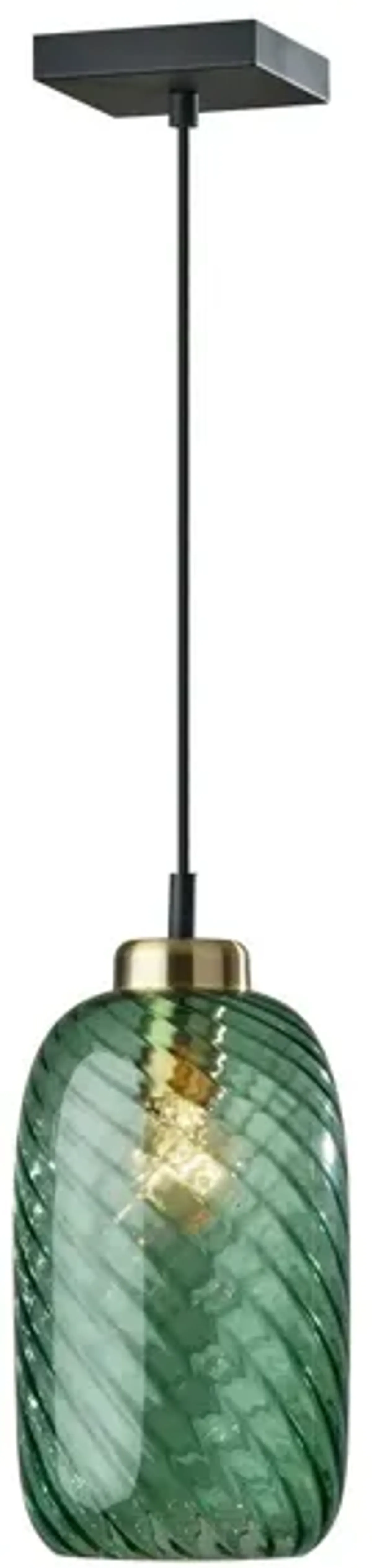 Derrick Pendant Light in Black w. Antique Brass Accents by Adesso Inc