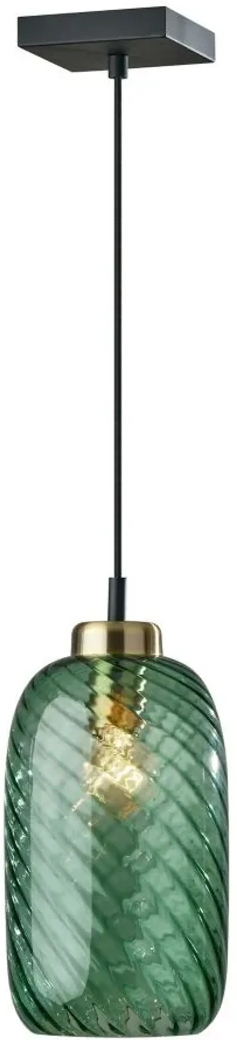 Derrick Pendant Light in Black w. Antique Brass Accents by Adesso Inc