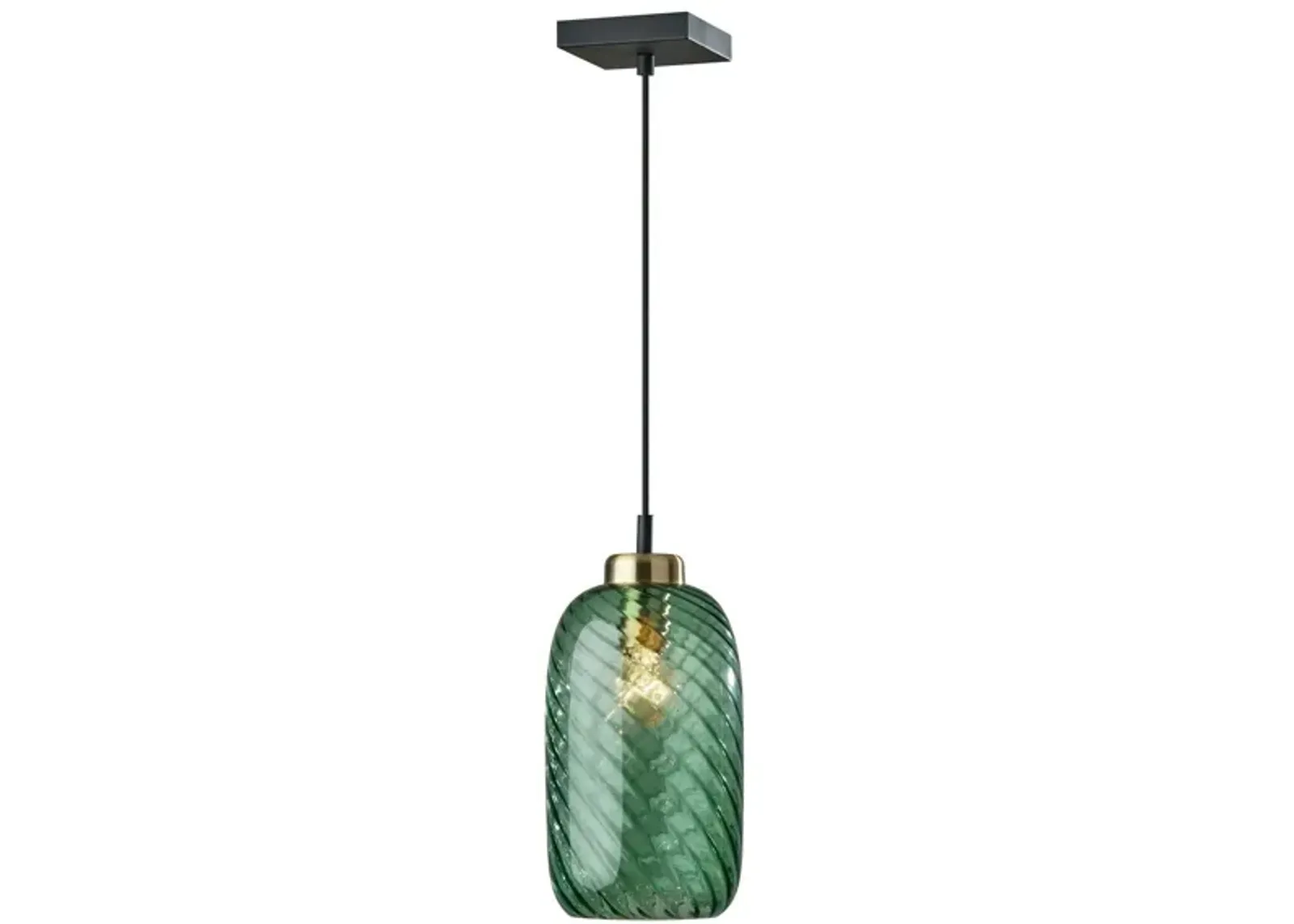 Derrick Pendant Light in Black w. Antique Brass Accents by Adesso Inc