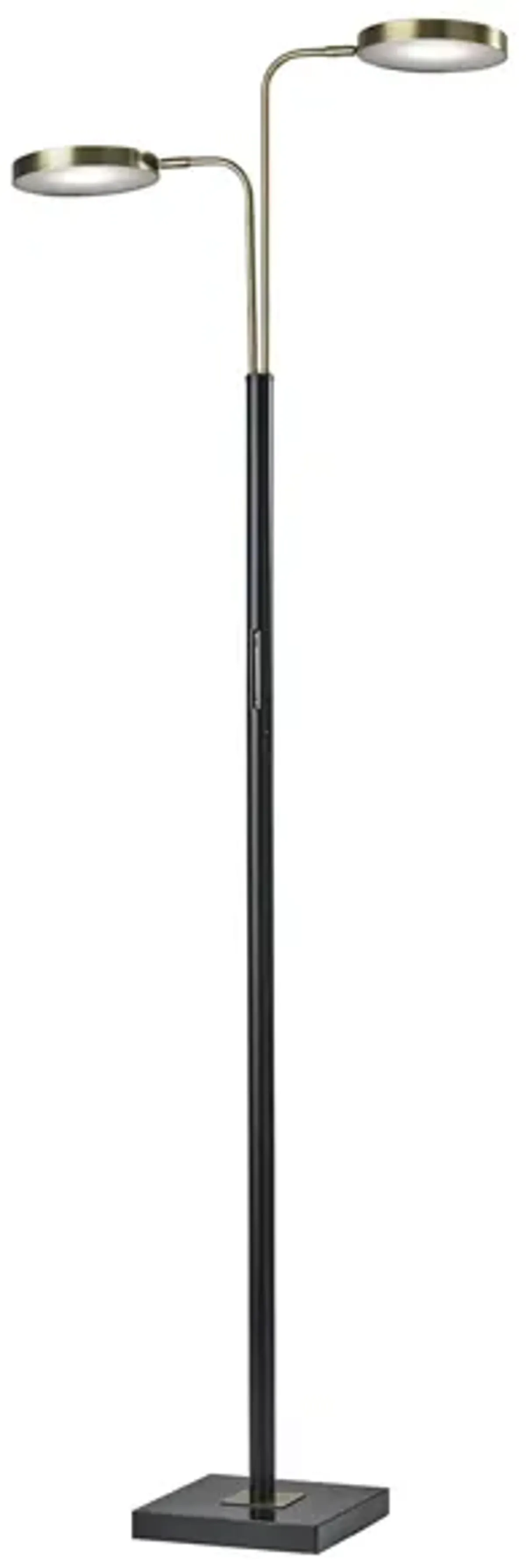 Rowan LED Floor Lamp with Smart Switch in Black & Antique Brass by Adesso Inc