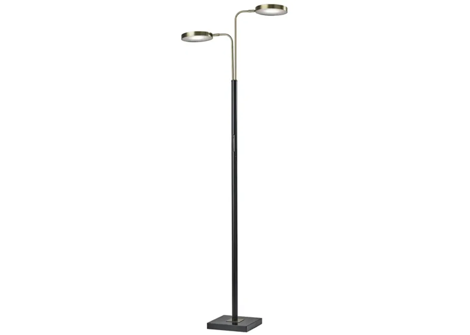 Rowan LED Floor Lamp with Smart Switch in Black & Antique Brass by Adesso Inc