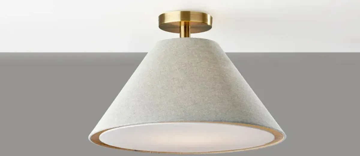 Hadley Flush Mount Light in Antique Brass/Light Gray by Adesso Inc