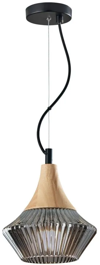 Elsie Pendant in Black & Natural Wood by Adesso Inc