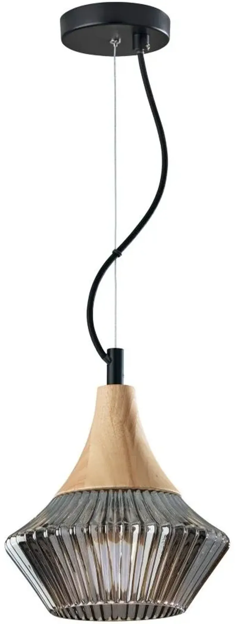 Elsie Pendant in Black & Natural Wood by Adesso Inc