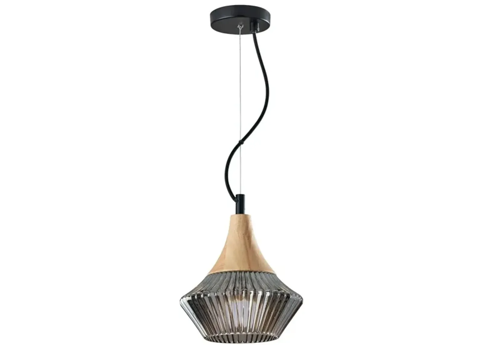 Elsie Pendant in Black & Natural Wood by Adesso Inc