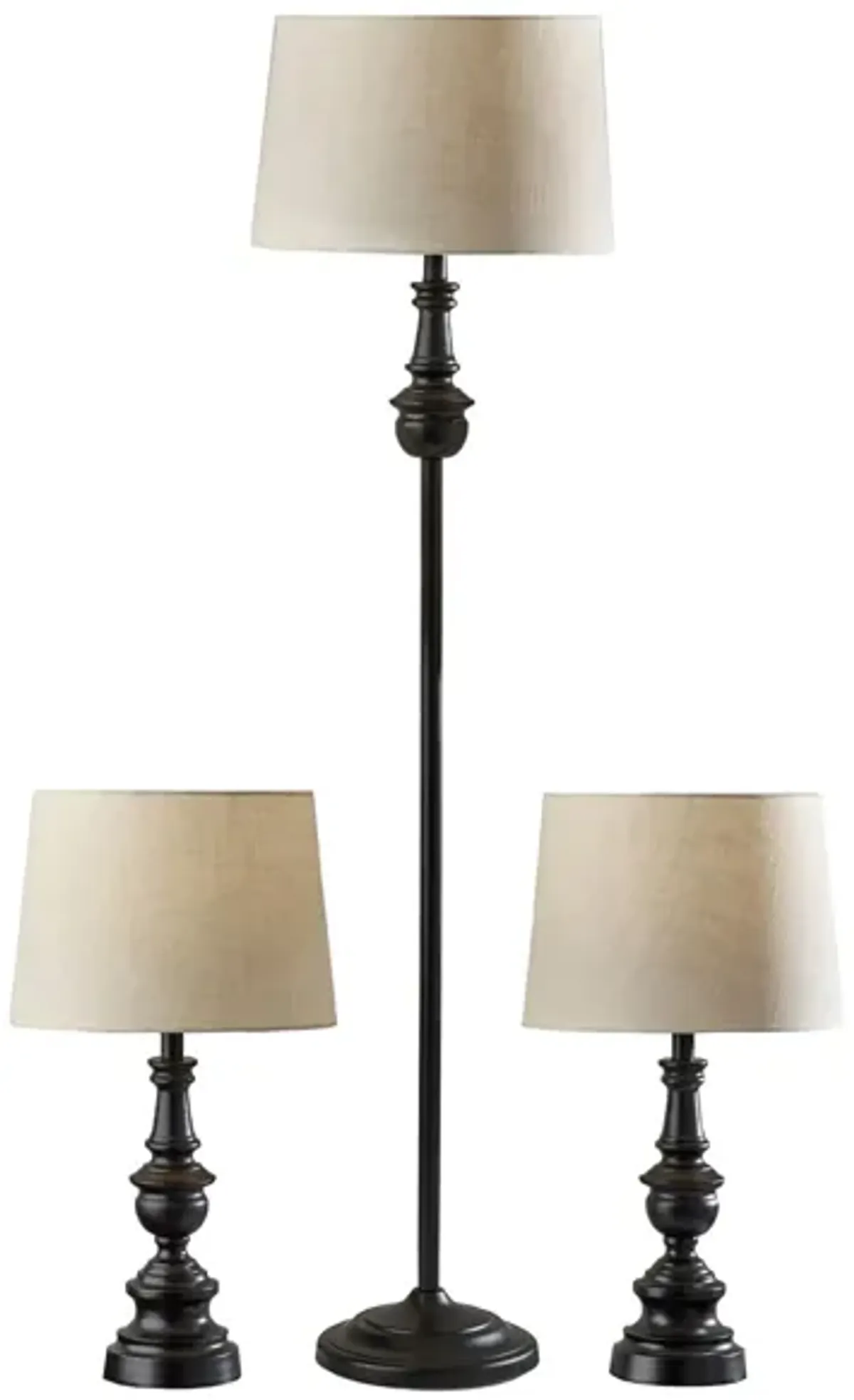 Chandler Floor and Table Lamp Set in Dark Bronze with White Shade by Adesso Inc