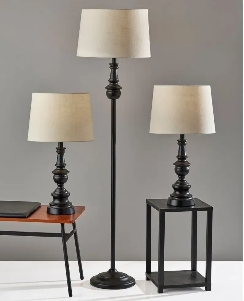 Chandler Floor and Table Lamp Set in Dark Bronze with White Shade by Adesso Inc