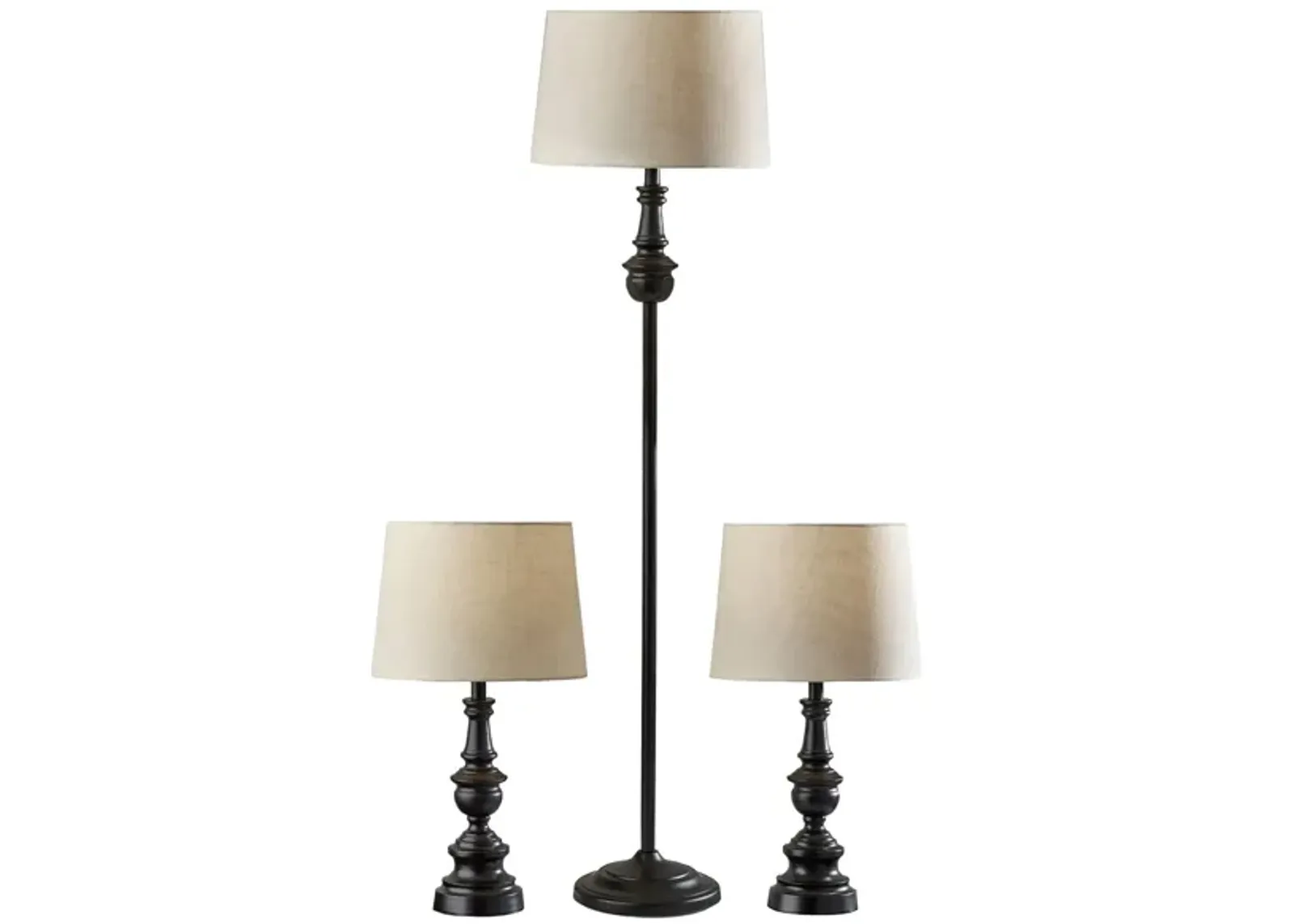 Chandler Floor and Table Lamp Set in Dark Bronze with White Shade by Adesso Inc