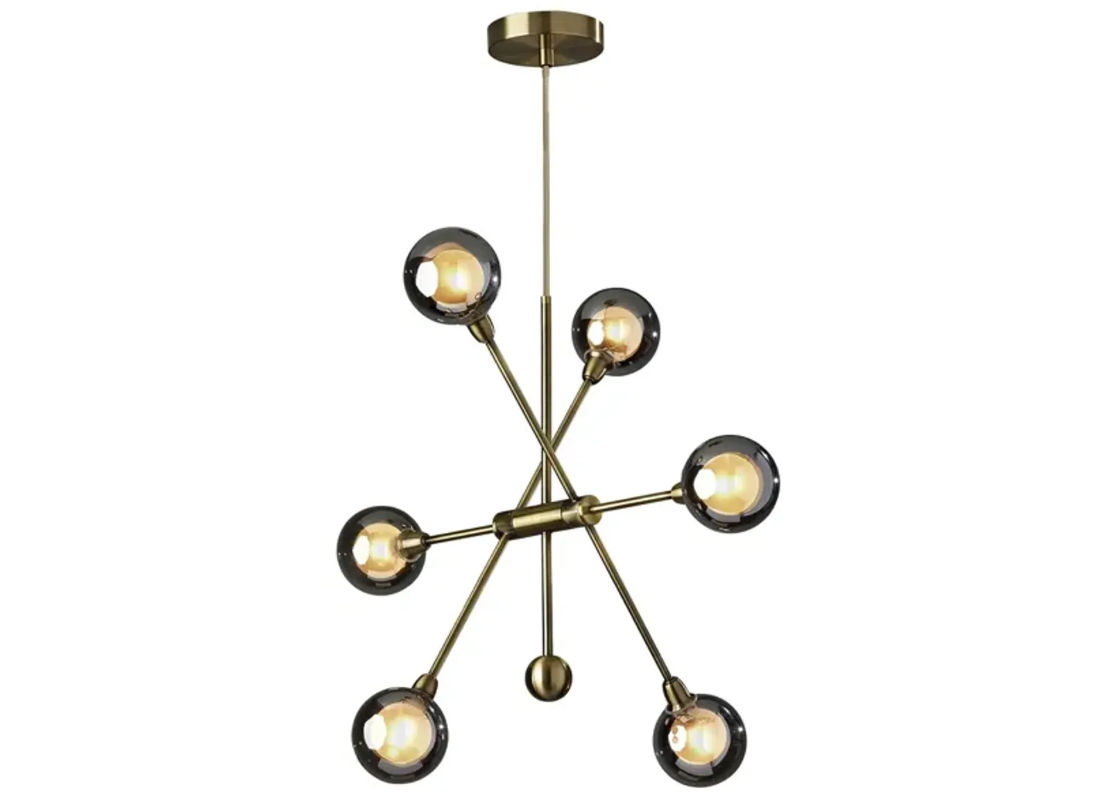 Starling LED 6 Light Chandelier Hanging Lamp in Antique Brass by Adesso Inc