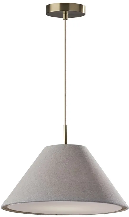 Hadley Pendant Light in Light Gray/Antique Brass by Adesso Inc