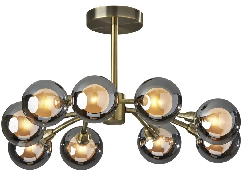 Starling LED Flush Mount Hanging Lamp in Antique Brass by Adesso Inc