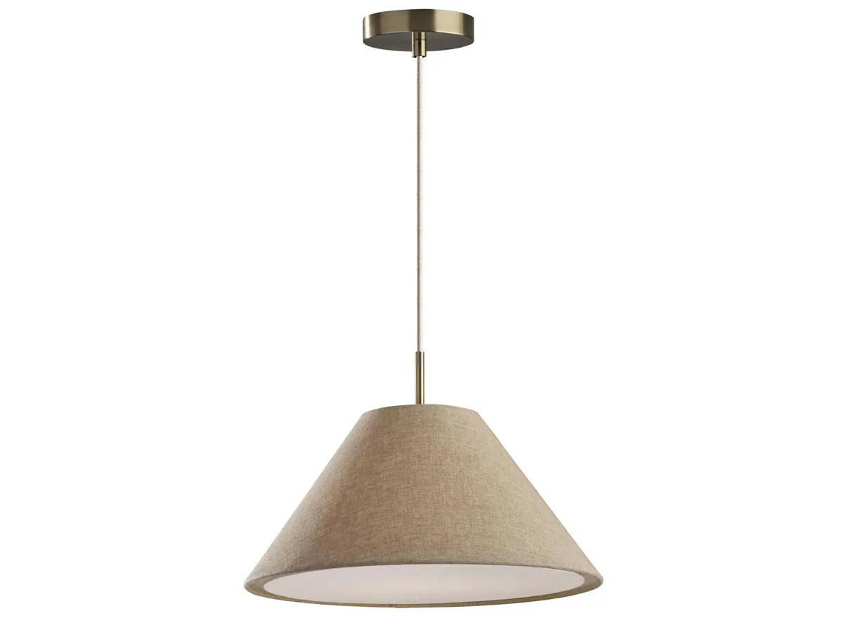 Hadley Pendant Light in Light Brown/ Antique Brass by Adesso Inc