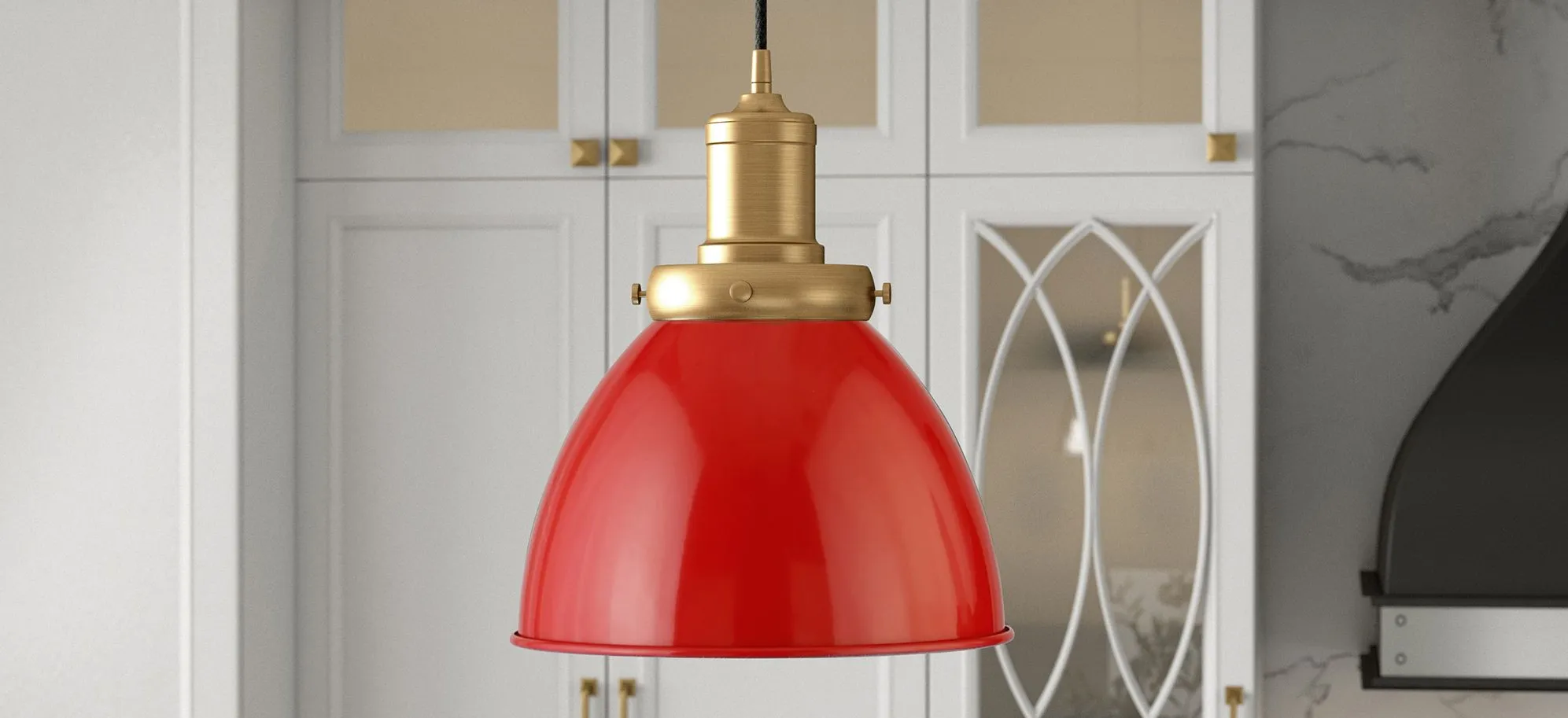 Pari Pendant in Poppy Red/Brass by Hudson & Canal