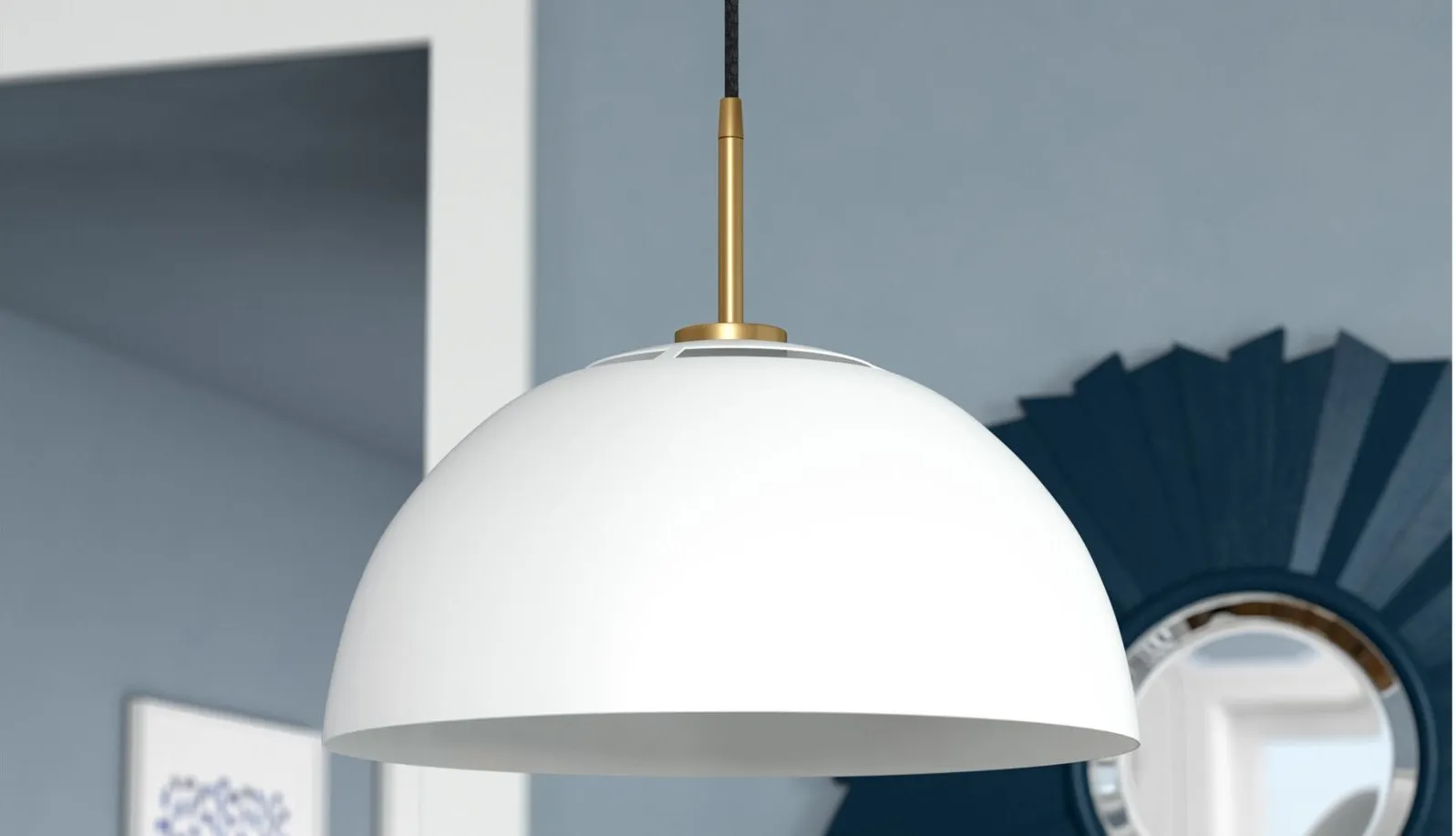 Errol Pendant in White/Brushed Brass by Hudson & Canal