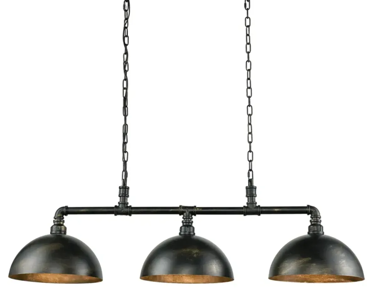 Mulvaney 3-Light Linear Chandelier in Black-Brushed Gold by Stein World