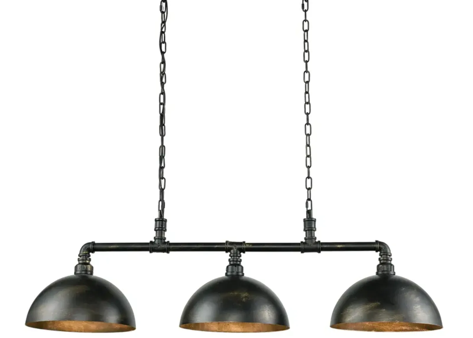 Mulvaney 3-Light Linear Chandelier in Black-Brushed Gold by Stein World