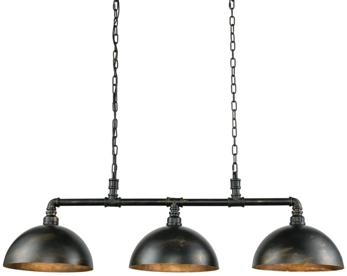 Mulvaney 3-Light Linear Chandelier in Black-Brushed Gold by Stein World