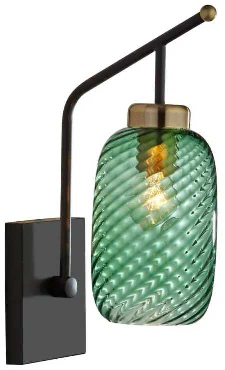 Derrick Wall Lamp in Black w. Antique Brass Accents by Adesso Inc
