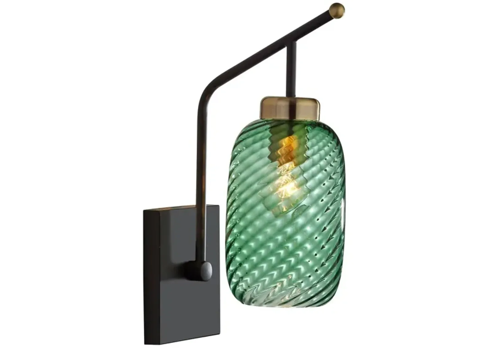 Derrick Wall Lamp in Black w. Antique Brass Accents by Adesso Inc