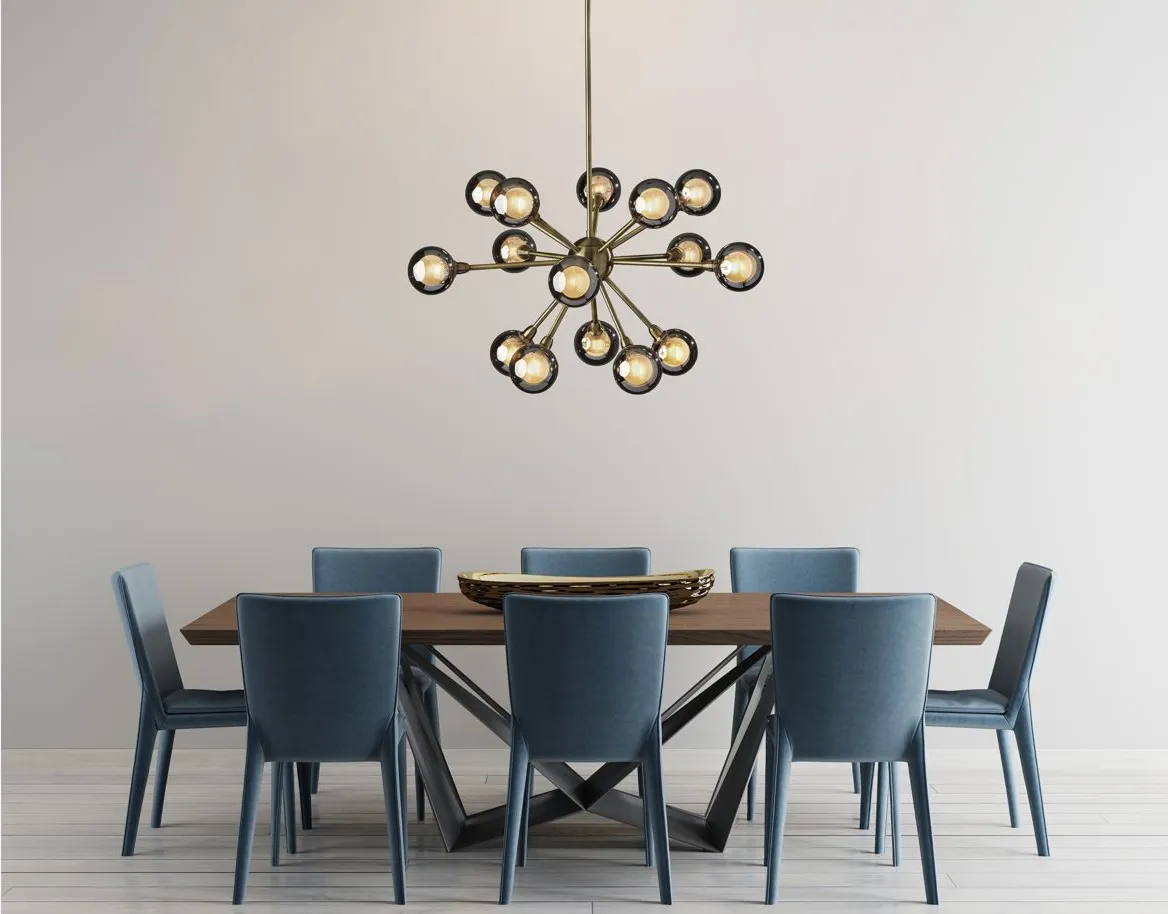 Starling LED 15 Light Chandelier Hanging Lamp in Antique Brass by Adesso Inc