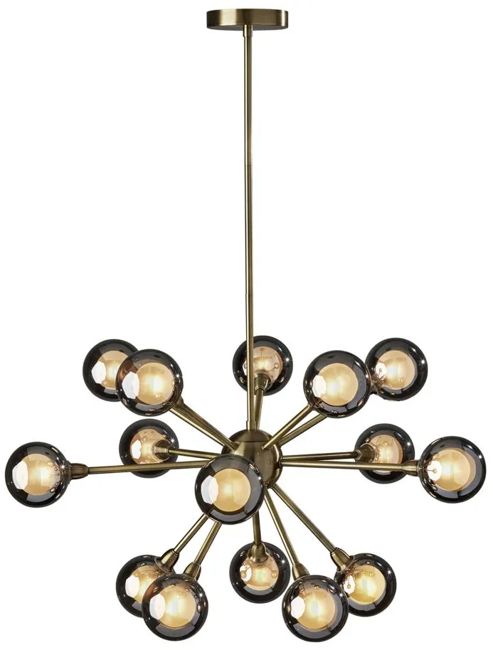 Starling LED 15 Light Chandelier Hanging Lamp in Antique Brass by Adesso Inc