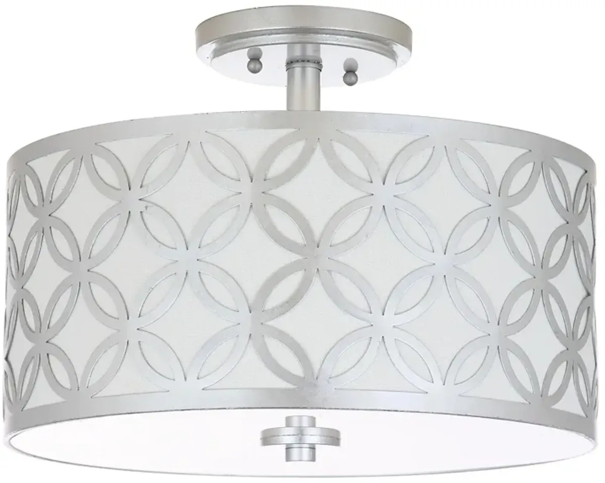 Cecily Leaf Trellis Semi-Flush Mount in Silver by Safavieh