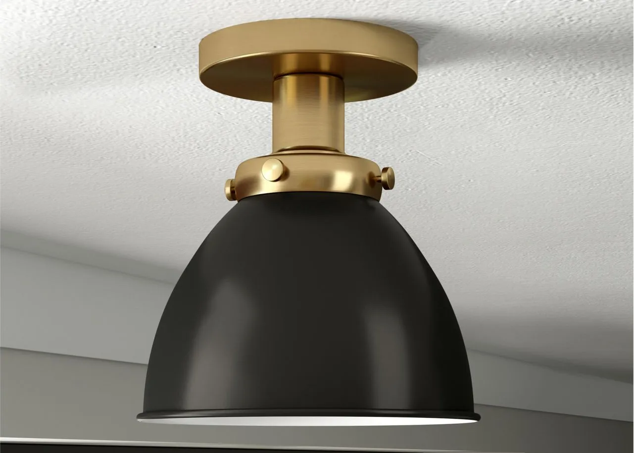 Pari Semi Flush Mount in Brushed Brass/Blackened Bronze by Hudson & Canal