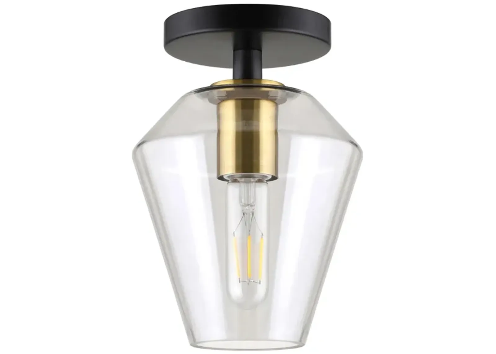 Alana Semi Flush Mount in Matte Black/Brass by Hudson & Canal