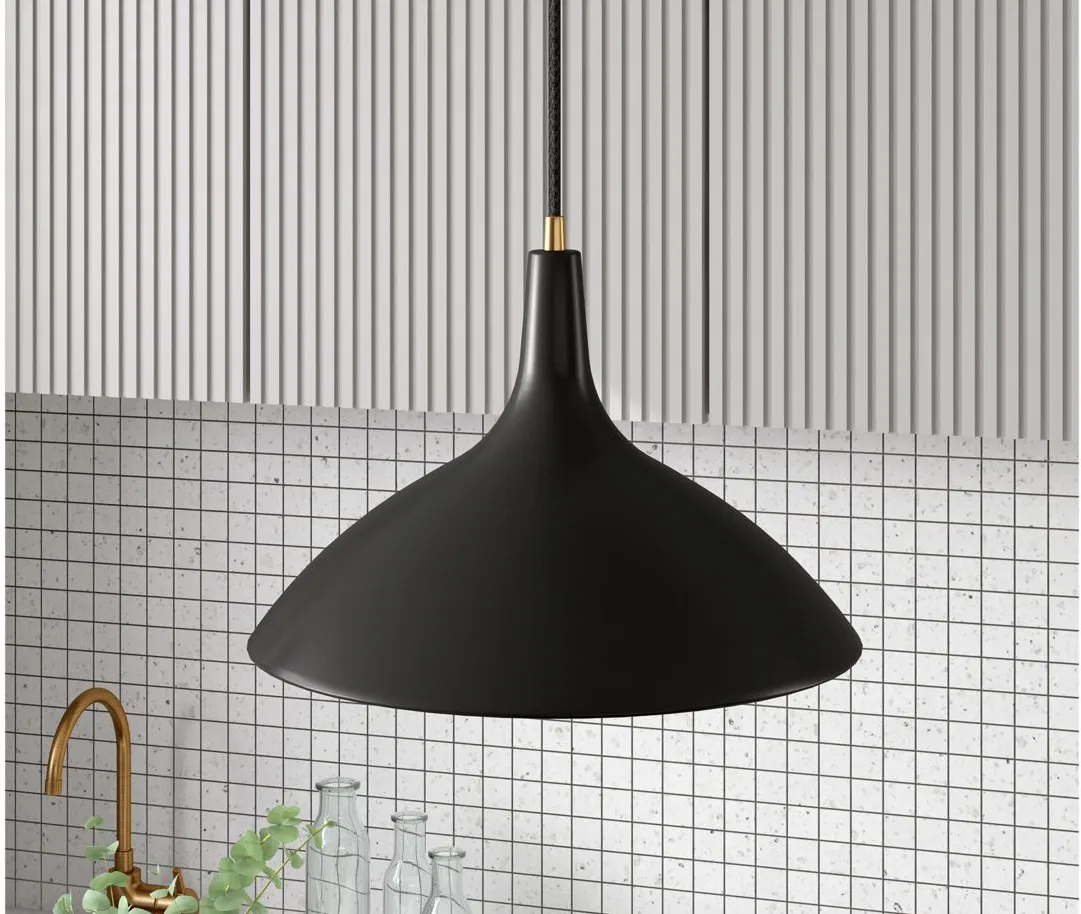 Emily Metal Pendant in Matte Black/Brass by Hudson & Canal