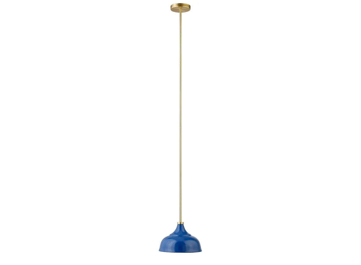 Regan Pendant in Blue;Brass by Hudson & Canal