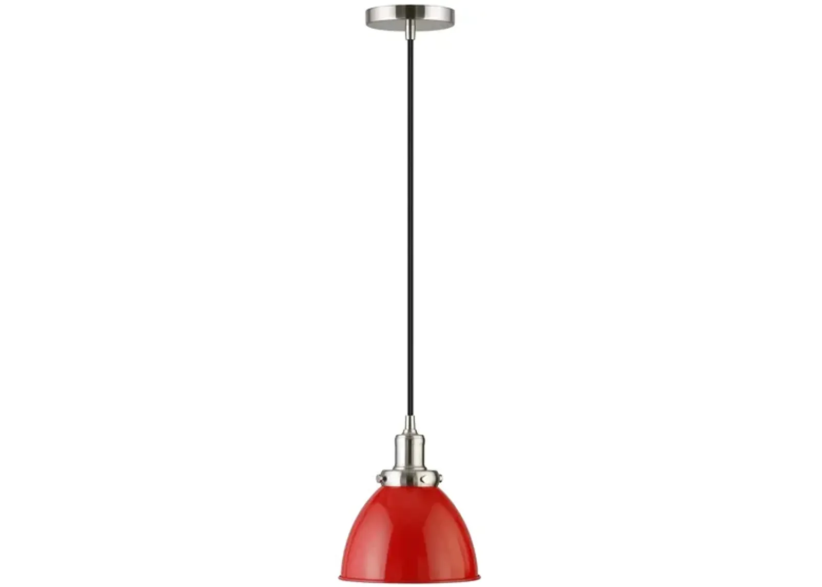 Pari Pendant in Poppy Red;Polished Nickel by Hudson & Canal