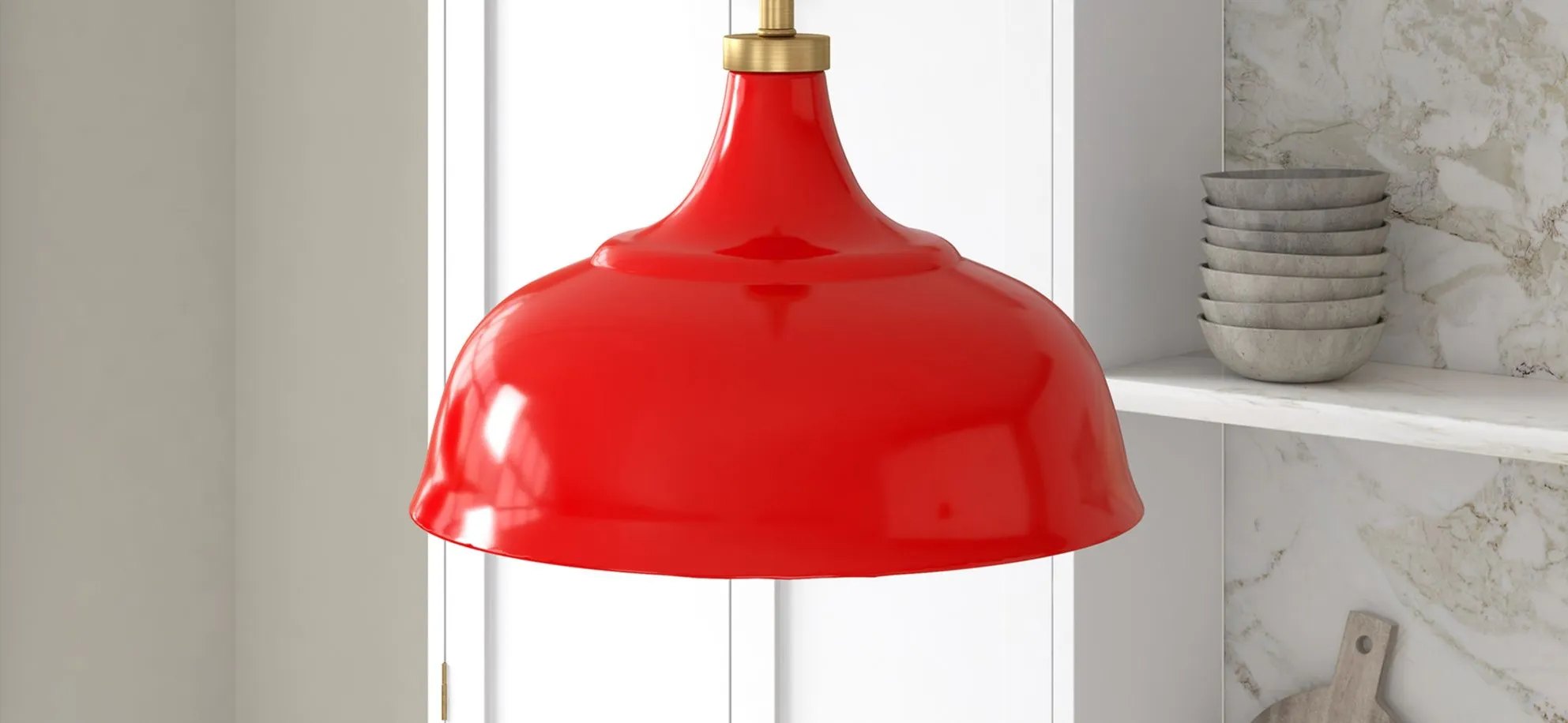 Regan Pendant in Poppy Red;Brass by Hudson & Canal