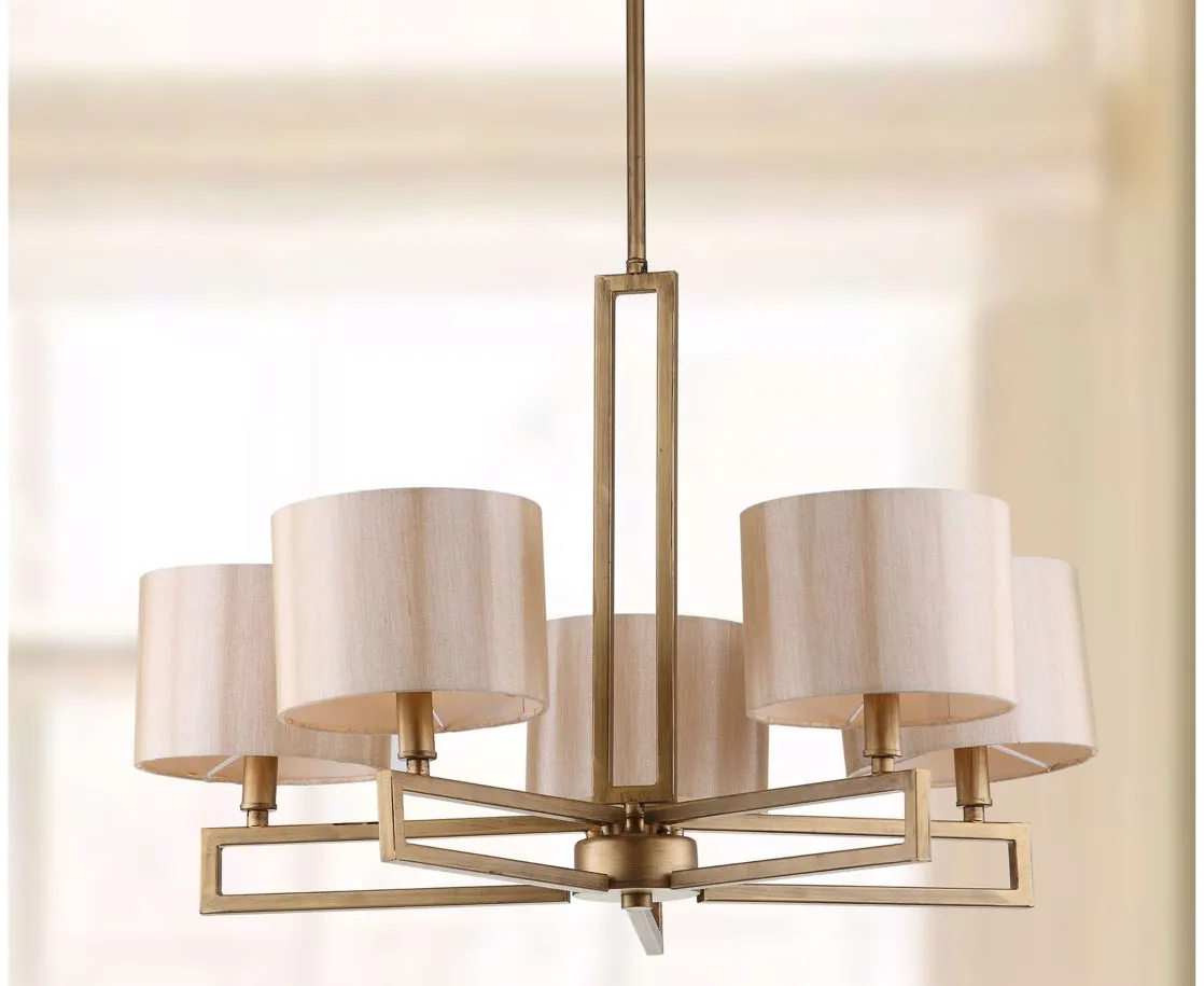 Renford Adjustable Chandelier in Gold by Safavieh