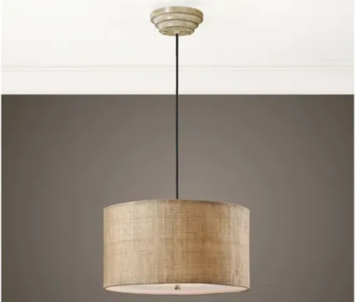 Dafina Burlap Drum Pendant Light