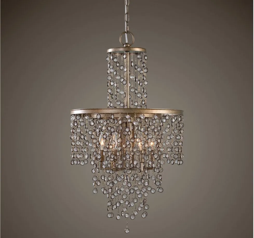 Valka Crystal Chandelier in Antiqued Brass by Uttermost