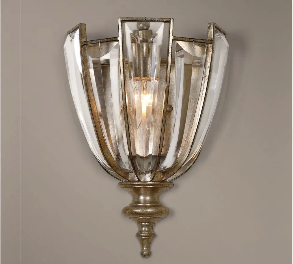 Vicentina Crystal Wall Sconce in Antiqued Silver by Uttermost