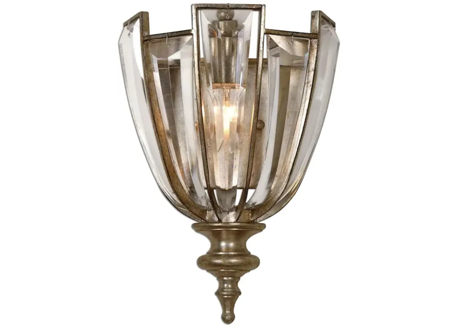 Vicentina Crystal Wall Sconce in Antiqued Silver by Uttermost